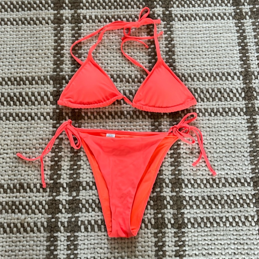 Aerie Neon Pink Swimsuit / M Top + S Bottom